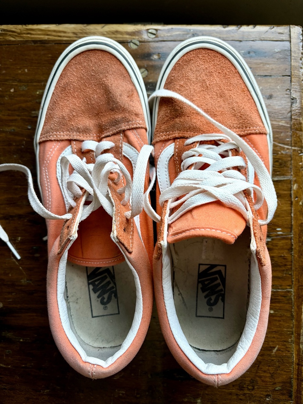 Vans Old Skool Orange and White Low-Top Sneakers UEC. Men’s size 9/Women’s 10.5.